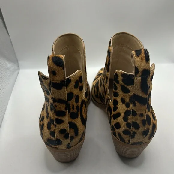 Sole Society leopard cow hair  ankle pull on boots pointy leopard print SZ 5.5 - Picture 4 of 16